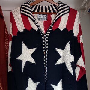US flag cardigan sweater